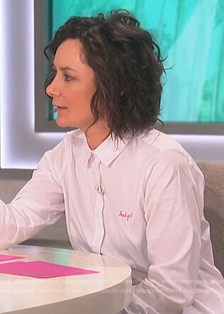 Sara’s white Bad Girl button up shirt on The Talk