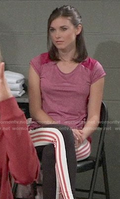 Willow’s pink tee and side-stripe leggings on General Hospital