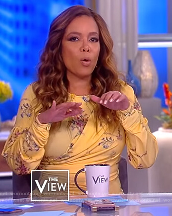 Sunny's yellow floral ruched dress on The View
