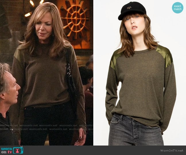 Zadig & Voltaire Kansas Patch Sweater worn by Bonnie Plunkett (Allison Janney) on Mom