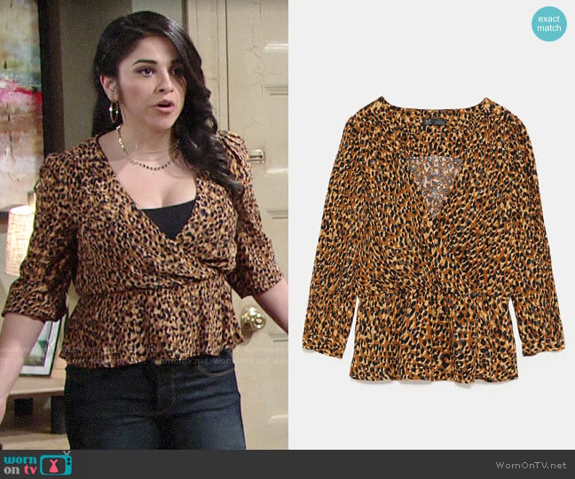 Zara Animal Print Wrap Top worn by Mia Rosales (Noemi Gonzalez) on The Young and the Restless