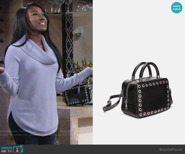 Zara Square Crossbody Bag with Studs worn by Ana Hamilton (Loren Lott) on The Young and the Restless