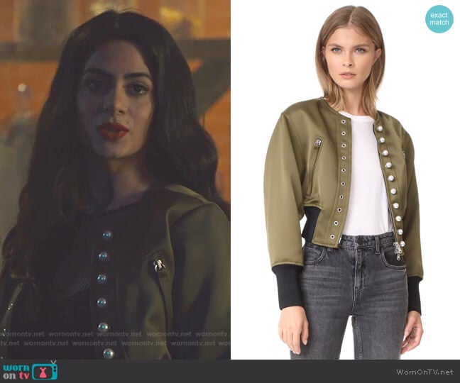 Pearly Bomber Jacket by 3.1 Phillip Lim worn by Isabelle Lightwood (Emeraude Toubia ) on Shadowhunters