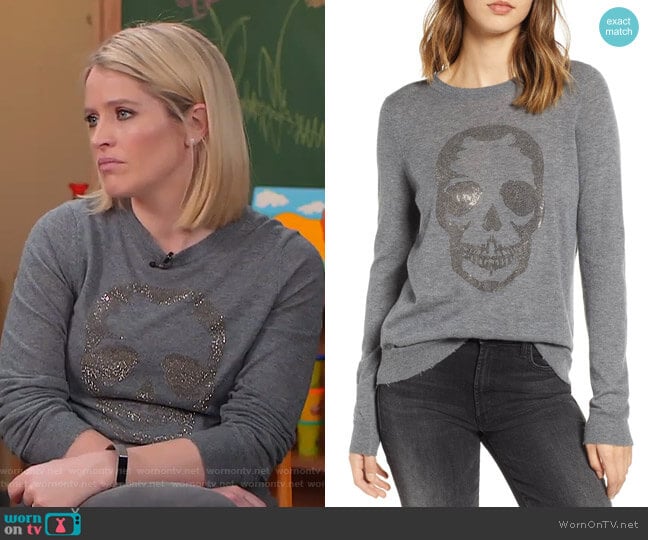 WornOnTV: Sara’s grey skull sweater on GMA Strahan And Sara | Sara ...