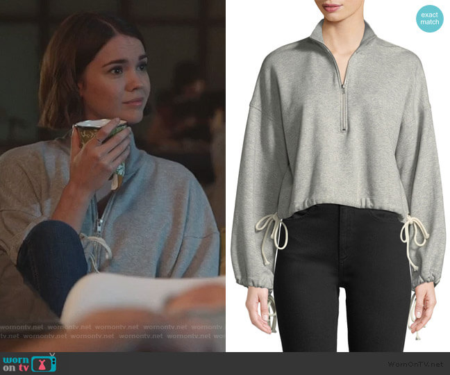 Gallagher Half-Zip Pullover Sweatshirt by A.L.C. worn by Callie Foster (Maia Mitchell) on Good Trouble