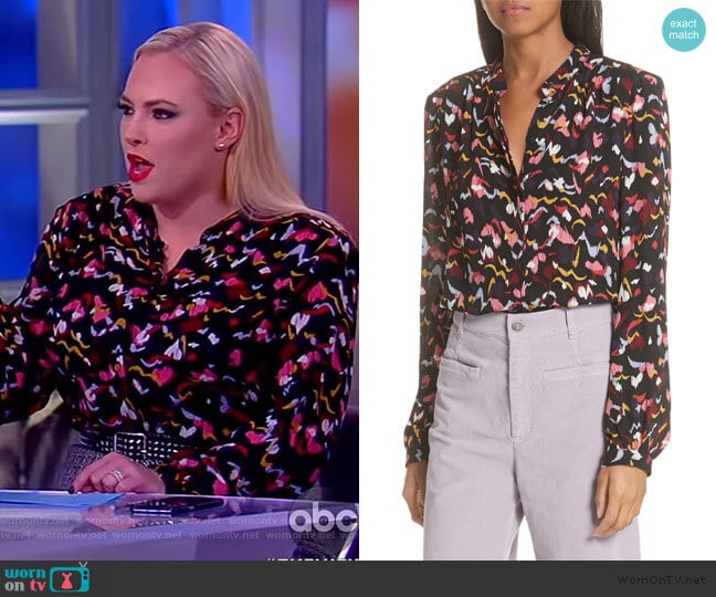 WornOnTV: Meghan’s black abstract print blouse on The View | Meghan ...