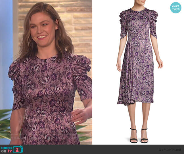 Una Floral A-Line Dress by Amur worn by Julia Stiles on The Talk