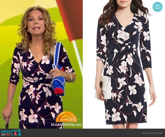 Floral Print Crepe Knit Sheath Dress by Adrianna Papell worn by Kathie Lee Gifford on Today