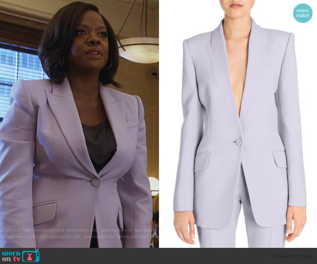 Boxy Wool Blend Single-Button Jacket by Alexander McQueen worn by Annalise Keating (Viola Davis) on How to Get Away with Murder