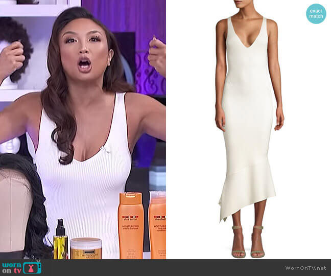 WornOnTV Jeannie s White Ribbed Midi Dress On The Real Jeannie Mai