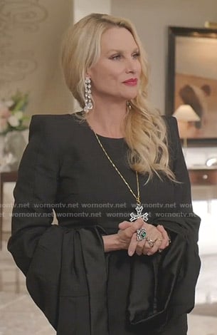 Alexis’s black draped sleeve mini dress on Dynasty