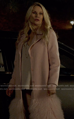 Alexis's pink fur-trim coat on Dynasty