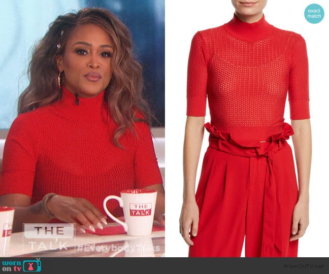 Lanie Pointelle Pullover by Alice + Olivia worn by Eve on The Talk