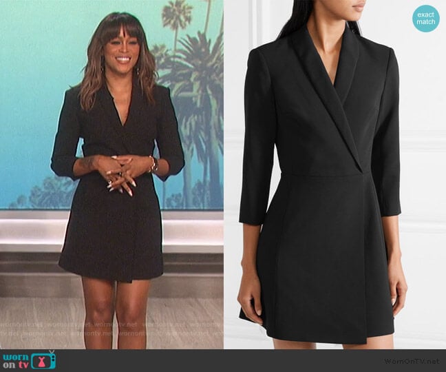 Brenda wrap-effect cady mini dress by Alice + Olivia worn by Eve on The Talk