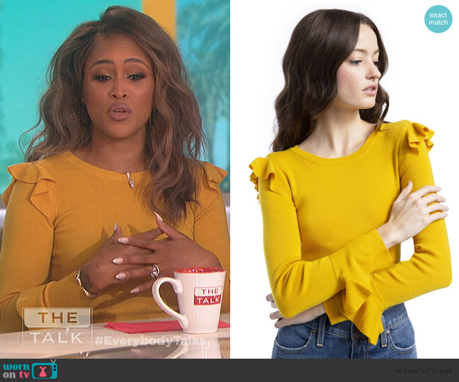 Mittie Ruffle Pullover by Alice + Olivia worn by Eve on The Talk