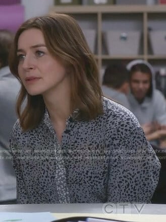 Amelia's grey leopard print shirt on Grey's Anatomy