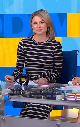 Amy’s black striped belted dress on Good Morning America