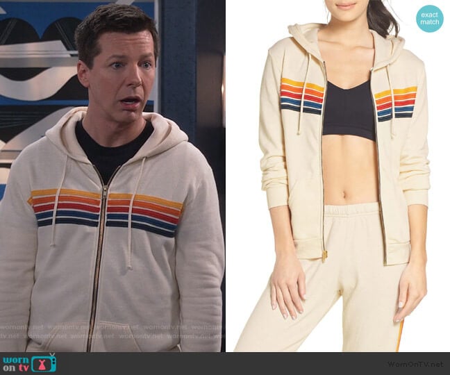 5-Stripe Zip Hoodie by Aviator Nation worn by Jack McFarland (Sean Hayes) on Will and Grace