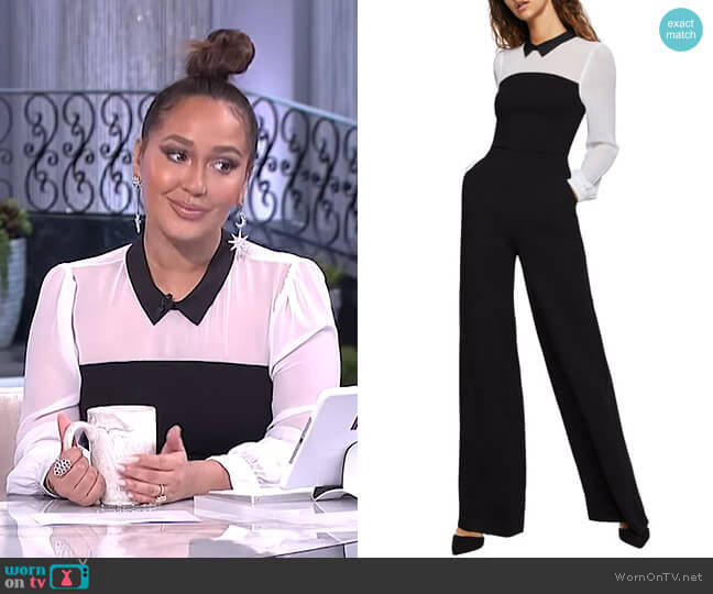 Collared Twofer Shirt Wide-Leg Jumpsuit by BCBGeneration worn by Adrienne Houghton on The Real