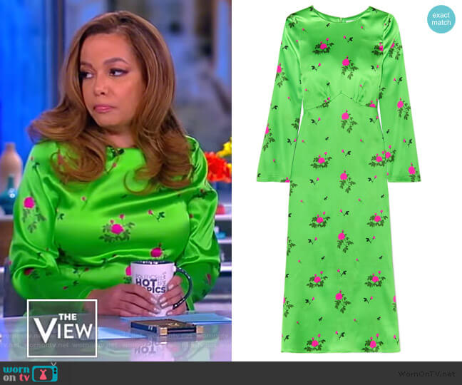 Neon floral-print silk-blend satin midi dress by Bernadette worn by Sunny Hostin  on The View