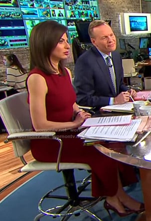 Bianna's red sleeveless midi dress on CBS This Morning