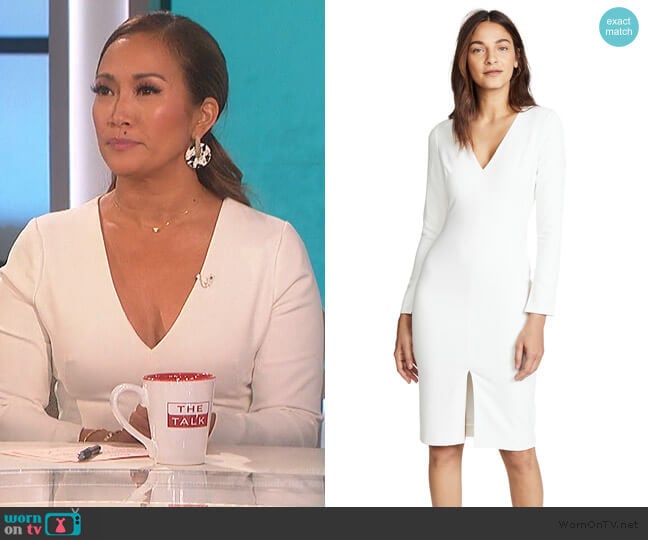 Sambora Sheath Dress by Black Halo worn by Carrie Inaba on The Talk