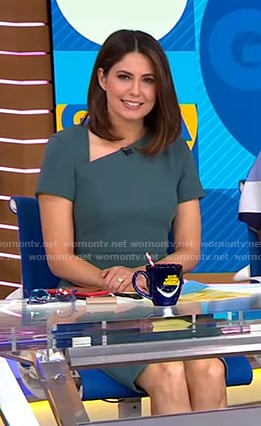 Cecilia's green asymmetric v-neck dress on Good Morning America