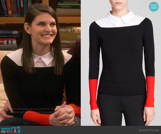 Karen Millen Collared Color Block Sweater worn by Marissa on The Big Bang Theory