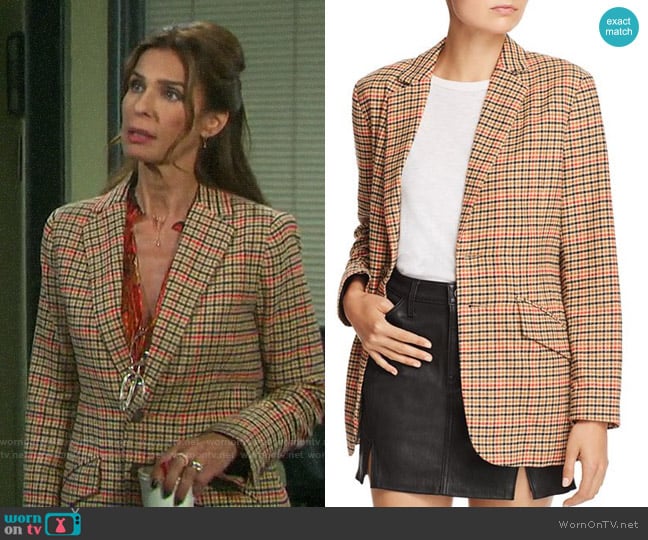 Current/Elliott The Date Night Plaid Blazer  worn by Hope Williams (Kristian Alfonso) on Days of our Lives