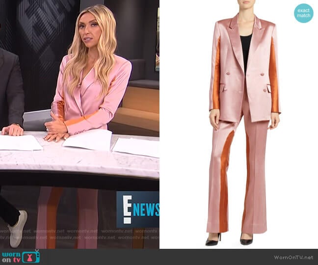 Colorblock Satin Blazer and Trousers by Each X Other worn by Giuliana Rancic on E! News