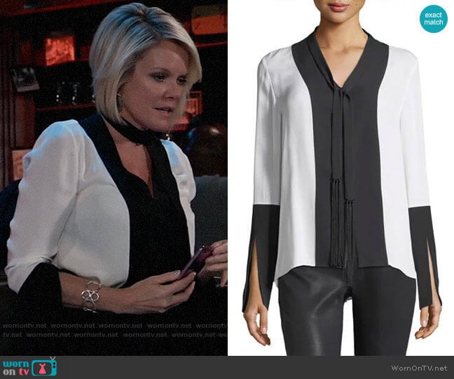 Elie Tahari Mavrick Blouse worn by Ava Jerome (Maura West) on General Hospital