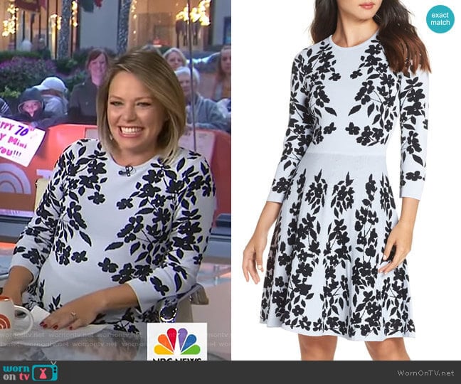 Floral Fit & Flare Sweater Dress by Eliza J worn by Dylan Dreyer on Today