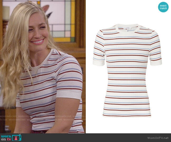 Frame 70s Striped Tee worn by Gemma (Beth Behrs) on The Neighborhood