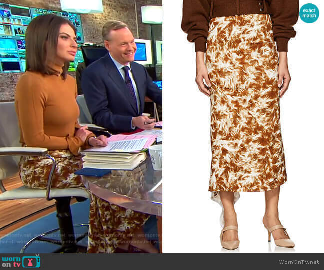 Fur-Print Asymmetric Midi-Skirt by Victoria Beckham worn by Bianna Golodryga on CBS Mornings