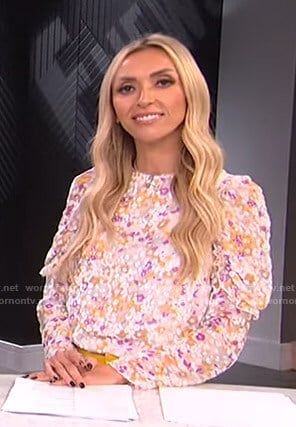 Giuliana's white floral ruffle-sleeve top on E! News