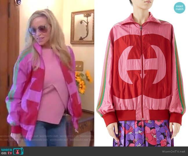 Interlocking-G Technical Nylon Jacket by Gucci worn by Camille Grammer on The Real Housewives of Beverly Hills