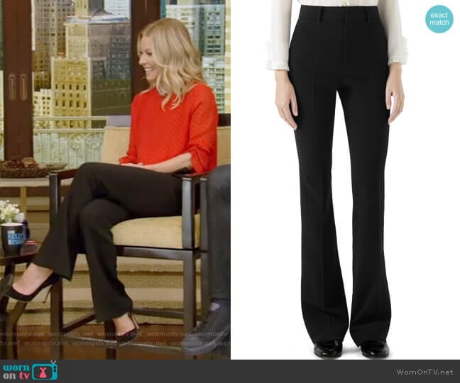 Stretch Cady Skinny Flare Pants by Gucci worn by Kelly Ripa on Live with Kelly and Mark