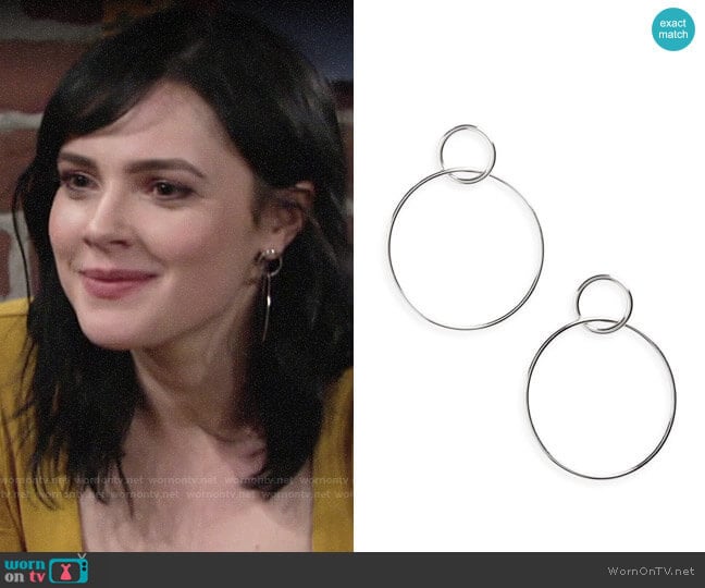 Halogen Double Circle Drop Earrings worn by Tessa Porter (Cait Fairbanks) on The Young and the Restless