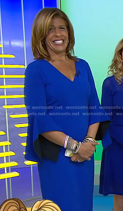 Hoda’s blue contrast bell sleeve dress on Today