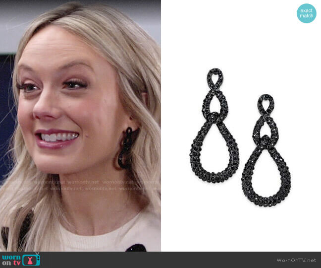INC International Concepts Jet-Tone Pavé Linked Drop Earrings worn by Abby Newman (Melissa Ordway) on The Young & the Restless