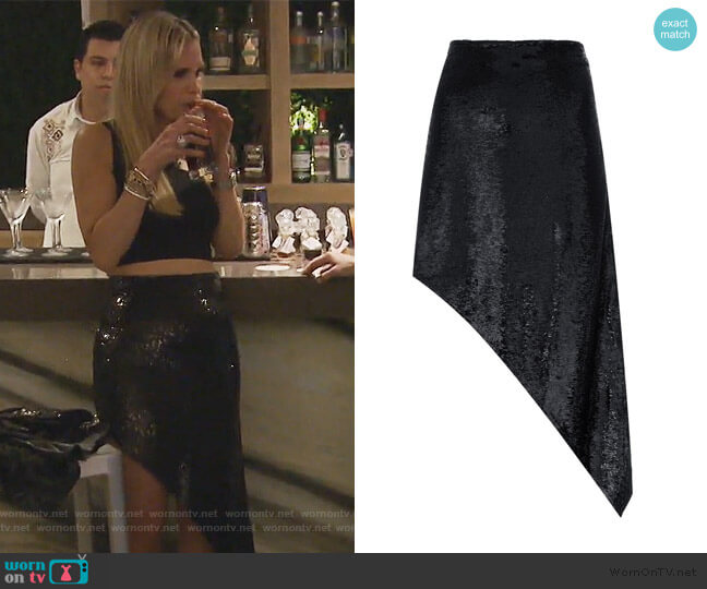 Asymmetric Sequin Skirt by IRO worn by Jackie Goldschneider on The Real Housewives of New Jersey