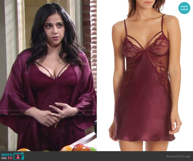 In Bloom by Jonquil Burgundy Chemise worn by Mia Rosales (Noemi Gonzalez) on The Young and the Restless