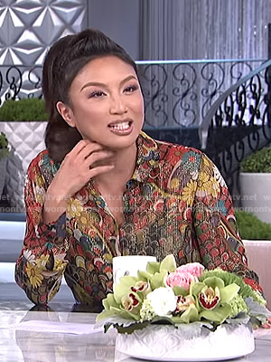 Jeannie’s metallic floral blouse on The Real