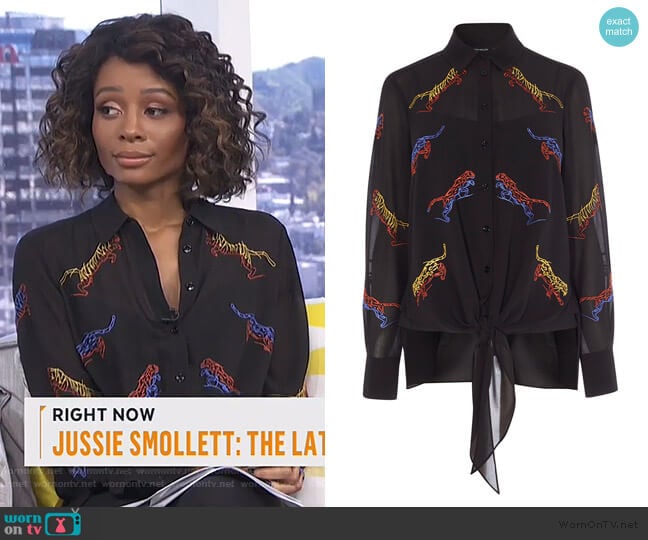 Embroidered Tiger Blouse by Karen Millen worn by Zuri Hall on E! News