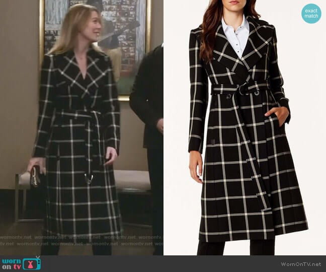 Large Check Midi Coat by Karen Millen worn by Meredith Grey (Ellen Pompeo) on Greys Anatomy