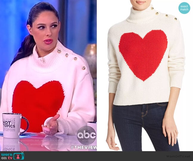 WornOnTV: Abby's white heart sweater with shoulder buttons on The View |  Abby Huntsman | Clothes and Wardrobe from TV