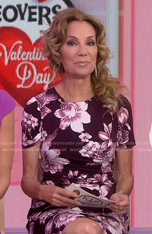 Kathie’s burgundy floral short sleeve dress on Today