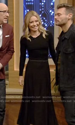 Kelly's black midi skirt on Live with Kelly and Ryan