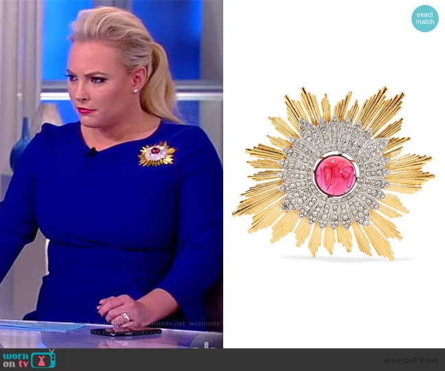 Gold and silver-tone crystal brooch by Kenneth Jay Lane worn by Meghan McCain on The View