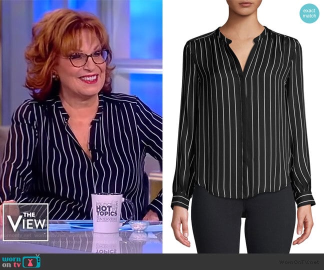 Bardot Stripe Silk Shirt by L'Agence worn by Joy Behar  on The View